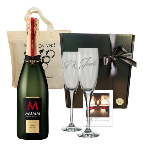 Regalo Caja Estuche Champagne Mumm Extra Brut + 2 Copas