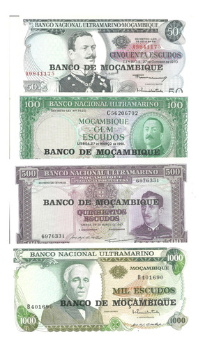 Mozambique: Lote De 4 Billetes  Año 1961 ¡sin Circular!