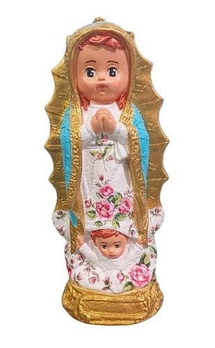 Virgen De Guadalupe Infantil Pintada A Mano 23 Cm