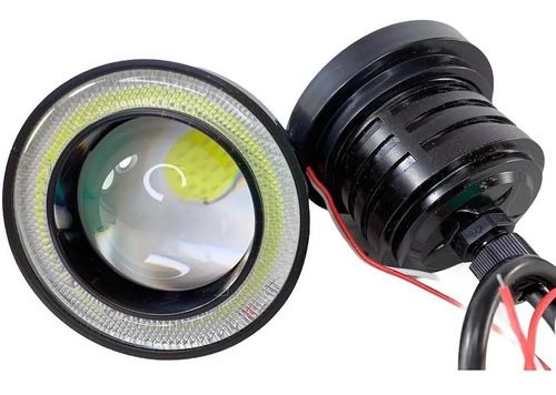 Imagen 7 de 10 de Kit Par Faros Auxiliar Lupa Proyector Super Led Ojo Angel