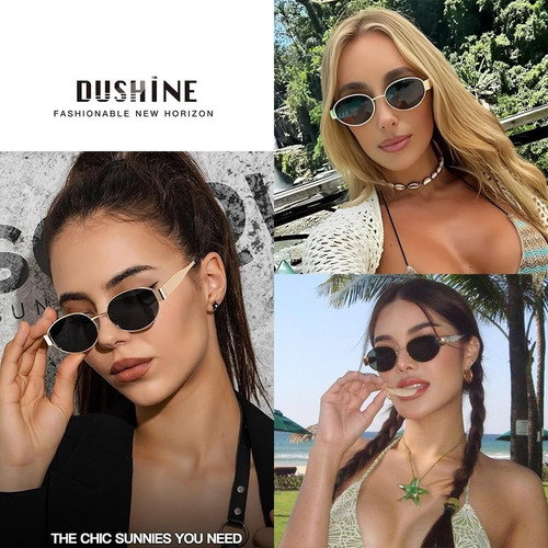 Dushine Gafas De Sol Retro Ovaladas Para Mujeres Y Hombres,