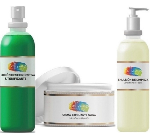 Kit Facial Básico Limpieza Cosmetología Collage Por 500ml 