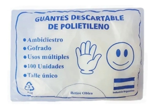 Guantes Descartables Polietileno X 100 Unidades