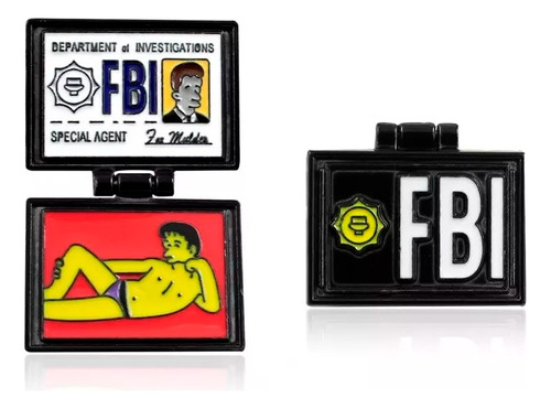 Pin Metálico Los Simpson Fbi Fox Mulder 3x2cm Y 3x4.2cm