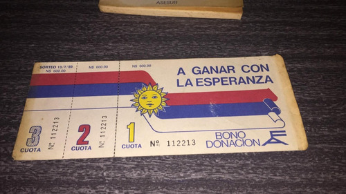 Rifa Frente Amplio -histórica 1989- Coleccionistas- Completa