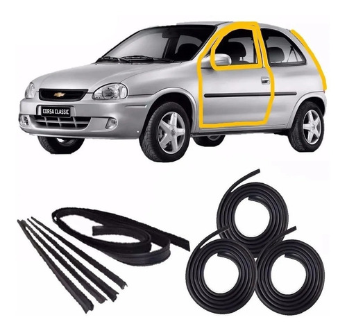 Kit Borrachas Canaleta Vidro Porta Corsa 2 Pt  Pick Up 94/02