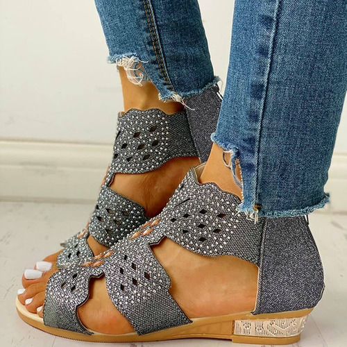 Imagen 1 de 1 de Sisit Glitter Braided Sandals Dama Chunky Heel Cutout