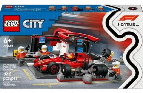 Lego 60443 Formula 1 Pit Stop E Equipe Da F1 Carro Ferrari 322 Lego City