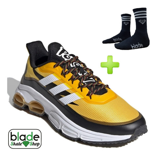 Tênis adidas Quadcube Pokemon Amarelo + Meia De Brinde