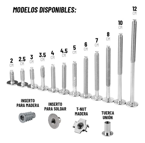 Tornillo Union Con Inserto De Madera Muebles 4 Cm 100 Piezas