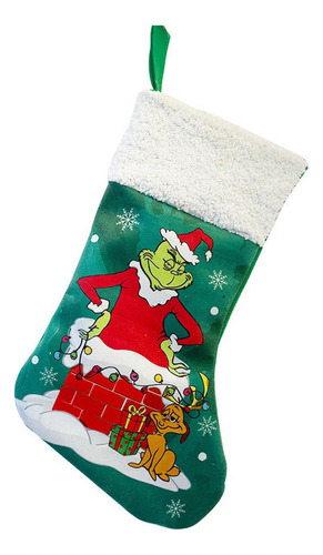 4x Calcetín Navideño Grinch Decoración Navideña