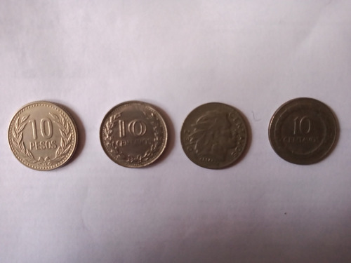 Monedas Antiguas De Colombia, 10 Centavos, 1956,68, 74 Y1990