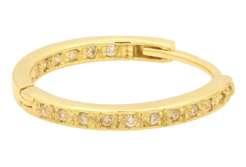 Piercing Argola Em Ouro 18k 750 Mod 14 Cravejada Diamantes