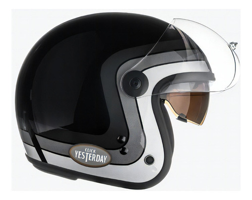 Capacete Moto Peels Click Yesterday Masculino Feminino Cor Preto com Prata Tamanho do capacete 56