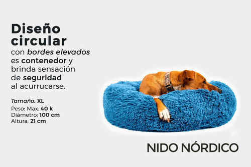 Catre Para Perro Nido Nórdico Colchon Moises Cama Eggys X L Color Gris Acero (azulado)