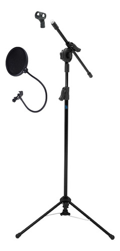 Pedestal P/ Microfone Reforçado Visão + Popfilter Universal
