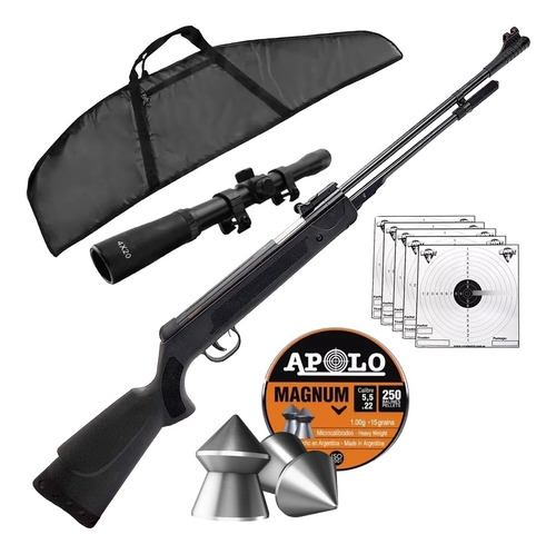 Rifle Aire Comprimido Castor B3-3p 5,5 Mm + Mira 4x20 Funda