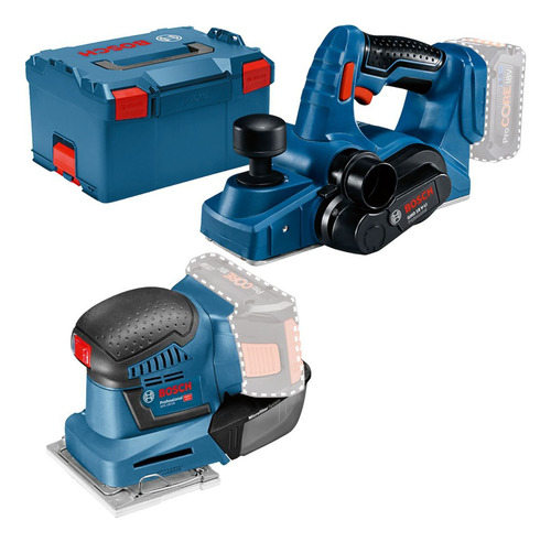 Cepillo A Batería Bosch Gho 18v-li + Lijadora Orbital S/bat Azul