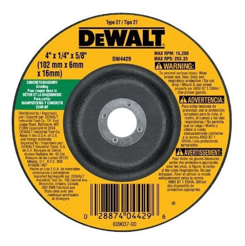 Dewalt Dw4429 4 Pulgadas Por 14 Pulgadas Por 58 Pulgadas Con