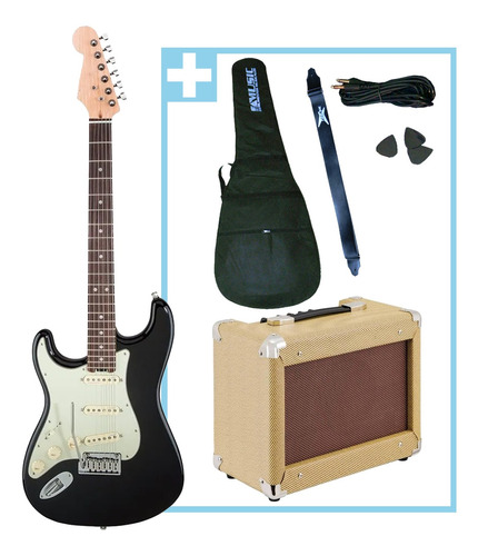 Combo Pack Guitarra Electrica Zurda + Amplificador + Acc 