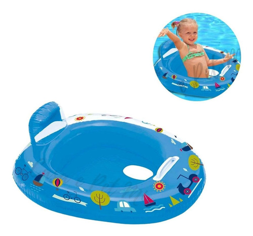 Boia P/ Piscina Infantil Com Encaixe Perninhas Fralda Top Cor Azul