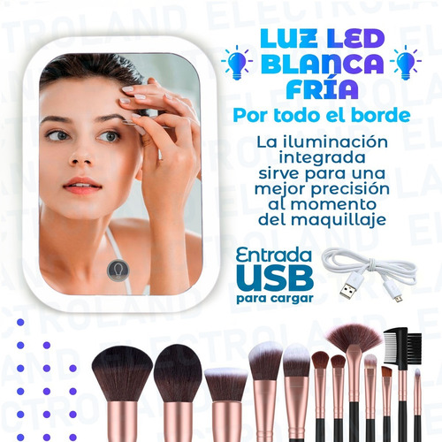 Imagen 6 de 10 de Combo Aro Sefie Para Celular + Espejo Táctil Luz Led Usb