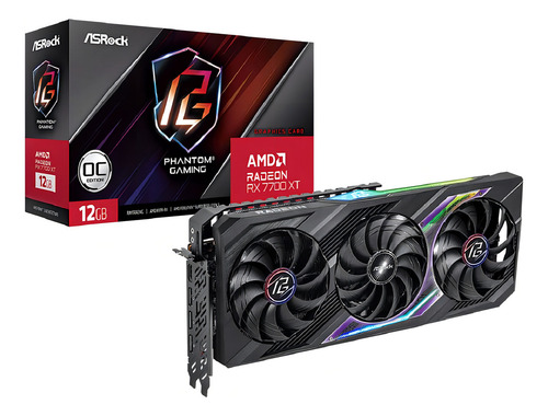 Placa De Vídeo Asrock Radeon Rx 7700 Xt Phantom Gaming Oc