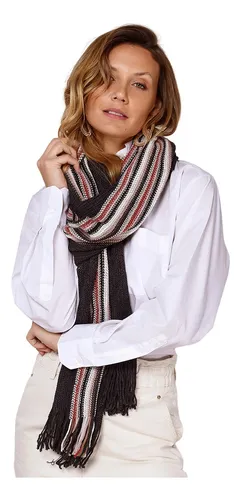 Pashmina Bufandon Chal A Rayas Con Flecos