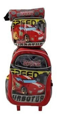 Kit Mochila Com Lancheira  E Estojo Speed Car - Wincy