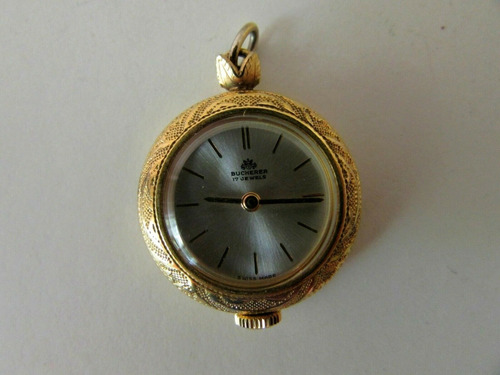 Antiguo Reloj Colgante Dije Pendiente Bucherer Cuerda Caja 