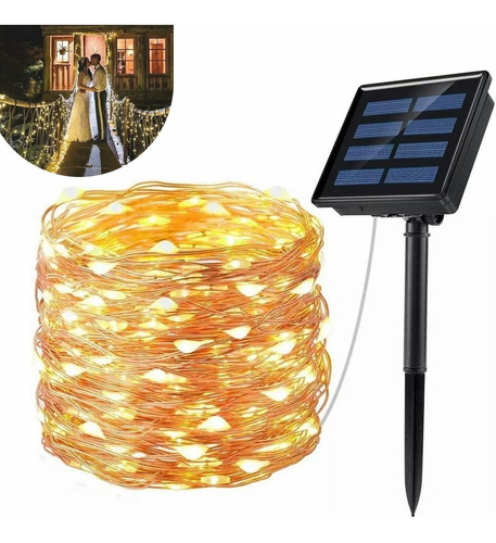 20m Led Solar Cadena Luces  Navidad Exterior Decoracion 