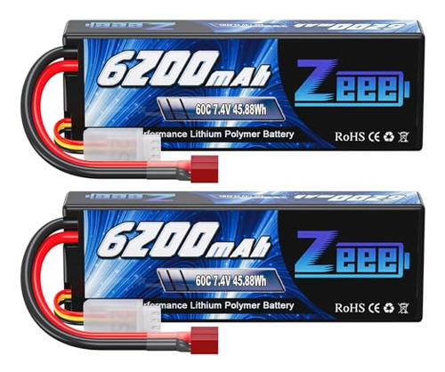 Batería Lipo Zeee 2s 6200mah 7.4v 60c En Estuche Rígido Con