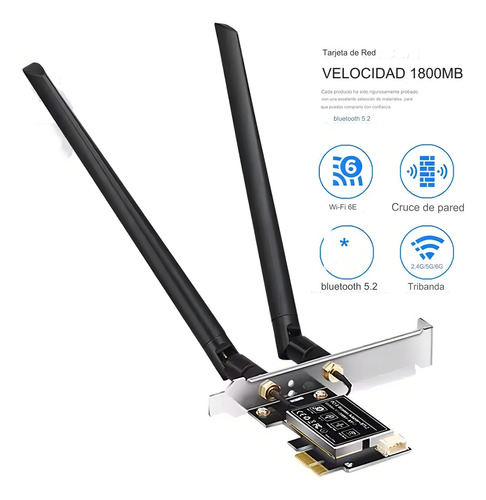 Tarjeta De Red Inalámbrica Wifi 6e 5400mbps Tri-band Con Bluetooth 5.2 - Amplia Compatibilidad