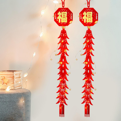 2 Piezas Led Año Nuevo Chino Colgante De Chile Personajes
