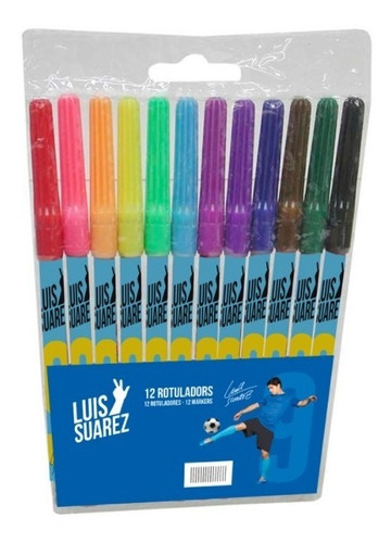 Marcadores Finos De Luis Suarez - 12 Colores