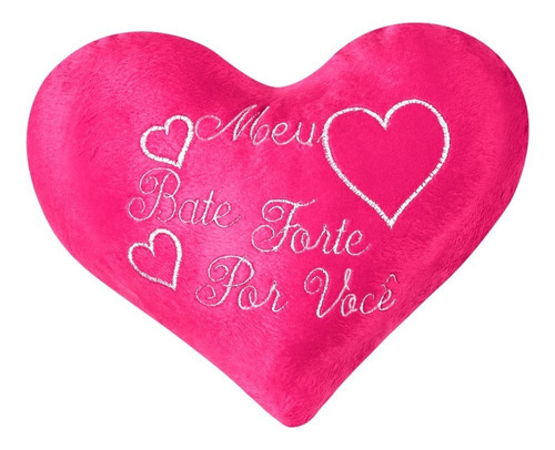 Corazón de felpa bordado, 28 x 22, frases apasionadas, color rosa, diseño de tela Mi corazón late rápido por ti