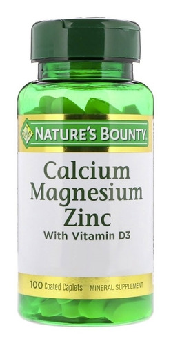 Imagen 2 de 4 de Suplemento En Comprimidos Nature's Bounty Calcium Magnesium Zinc & Calcio Magnesio En Pote De 0ml 100 Un