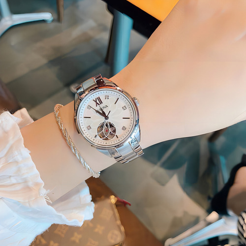 Reloj Bulova Diamond Automatic 96p181 Para Dama E-watch Color de la correa Plateado Color del bisel Plateado Color del fondo Blanco