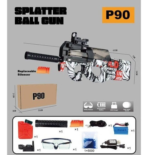 Pistolas Eléctricas De Juguete Mini P90 Water Gel Blaster We