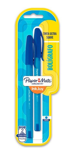 Pack 2 Bolígrafo Paper Mate Inkjoy Tinta Azul Punta Fina