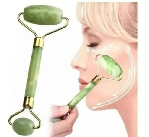 Imagen 2 de 2 de Rodillo Jade Masaje Facial Linfático Masajeador Facial