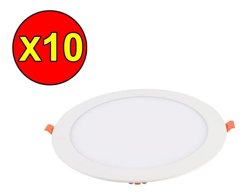 Imagen 1 de 6 de 10 Focos Panel Plafón Led 12w Redondo Embutido Luz Neutra