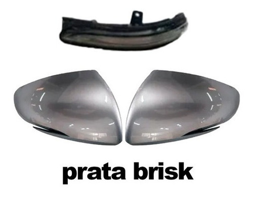 Imagem 2 de 4 de Kit Capa Retrovisor Com Pisca Prata Brisk Tragial Hb20 +2020