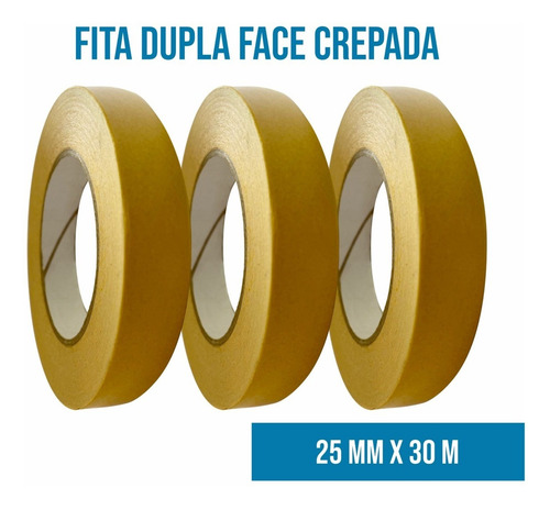 1 Rolo Fita Dupla Face Crepada 19x30 Cola Carpete Extra Fort