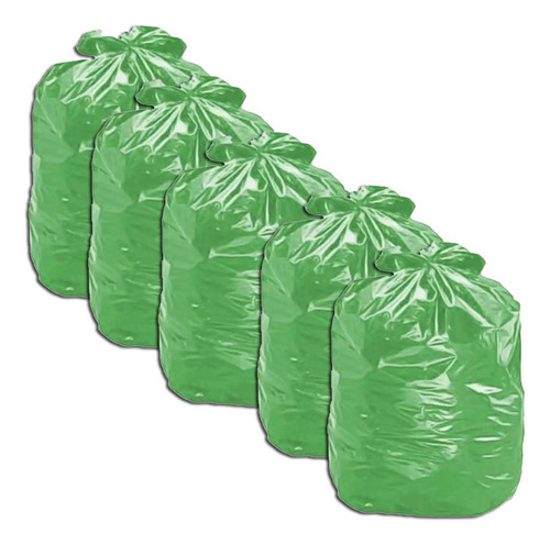 Saco De Lixo Verde 60l Pacote Com 100 Kit 5