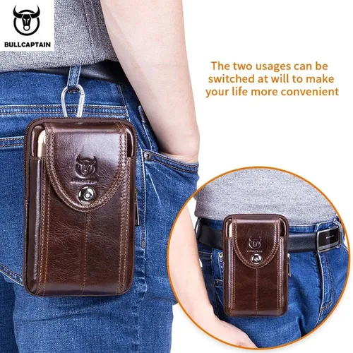 Bolsa Cintura Piel Genuina Hombre Para Celular Hasta 7 Inch