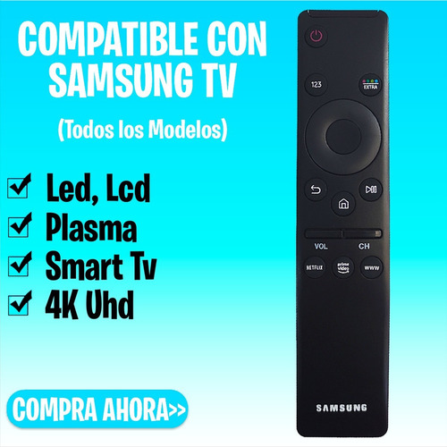 Imagen 6 de 10 de Control Remoto Samsung Smart Tv 4k Curve Uhd + Funda Y Pila