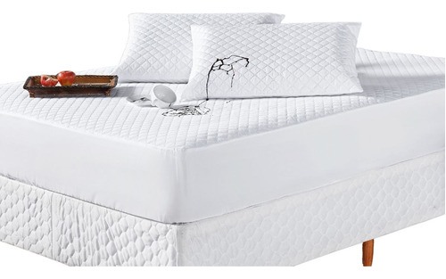 01 Capa Para Colchão Cama Solteiro Protetora Impermeável Top Cor Branco