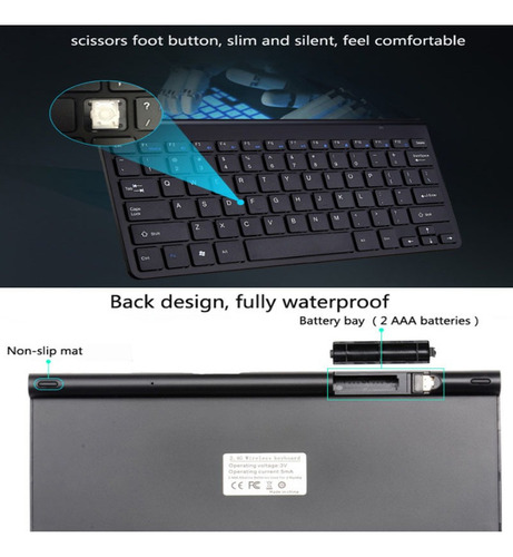 ~ Mini Teclado Portátil Sem Fio E Mouse Conjunto Para Laptop