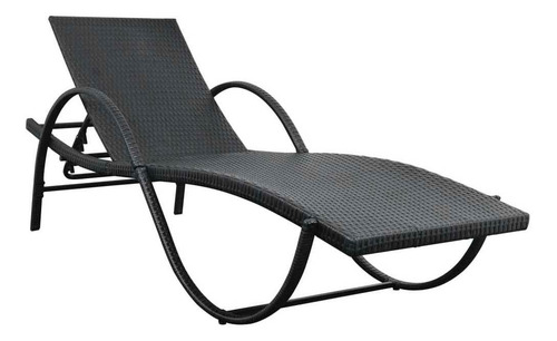 Camastro 2 Uds Con Mesa Poly Rattan Negro